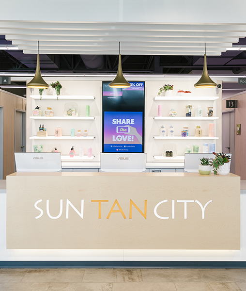 Insdie Sun Tan City Salon with counter